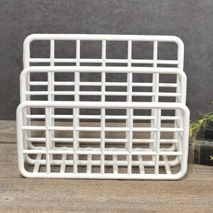 Vintage 1980s Yaffa White Plastic desk organizer letter holder catch all